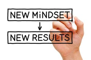 A drawing that says "new mindset, new results"